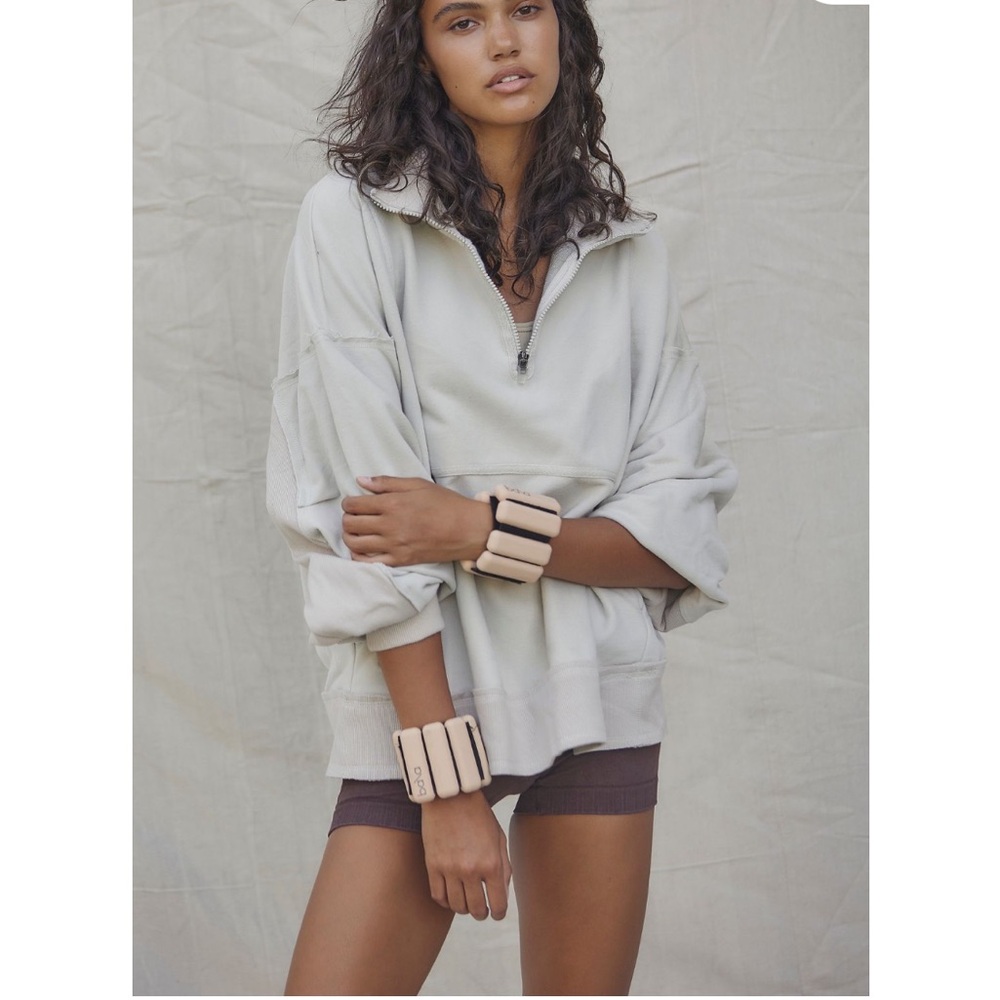 Free People Movement In the Clouds half zip Pullover Sweater sweatshirt Top - Picture 2 of 13